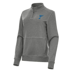 St. Louis Blues - Antigua Women's Crush Quarter-Zip Pullover Heather Black