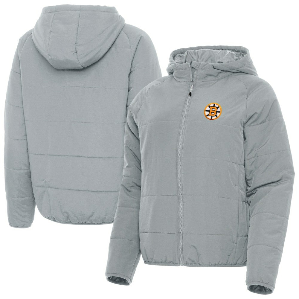 Boston Bruins Antigua Women's Raglan Universe Full-Zip Hooded Jacket Gray