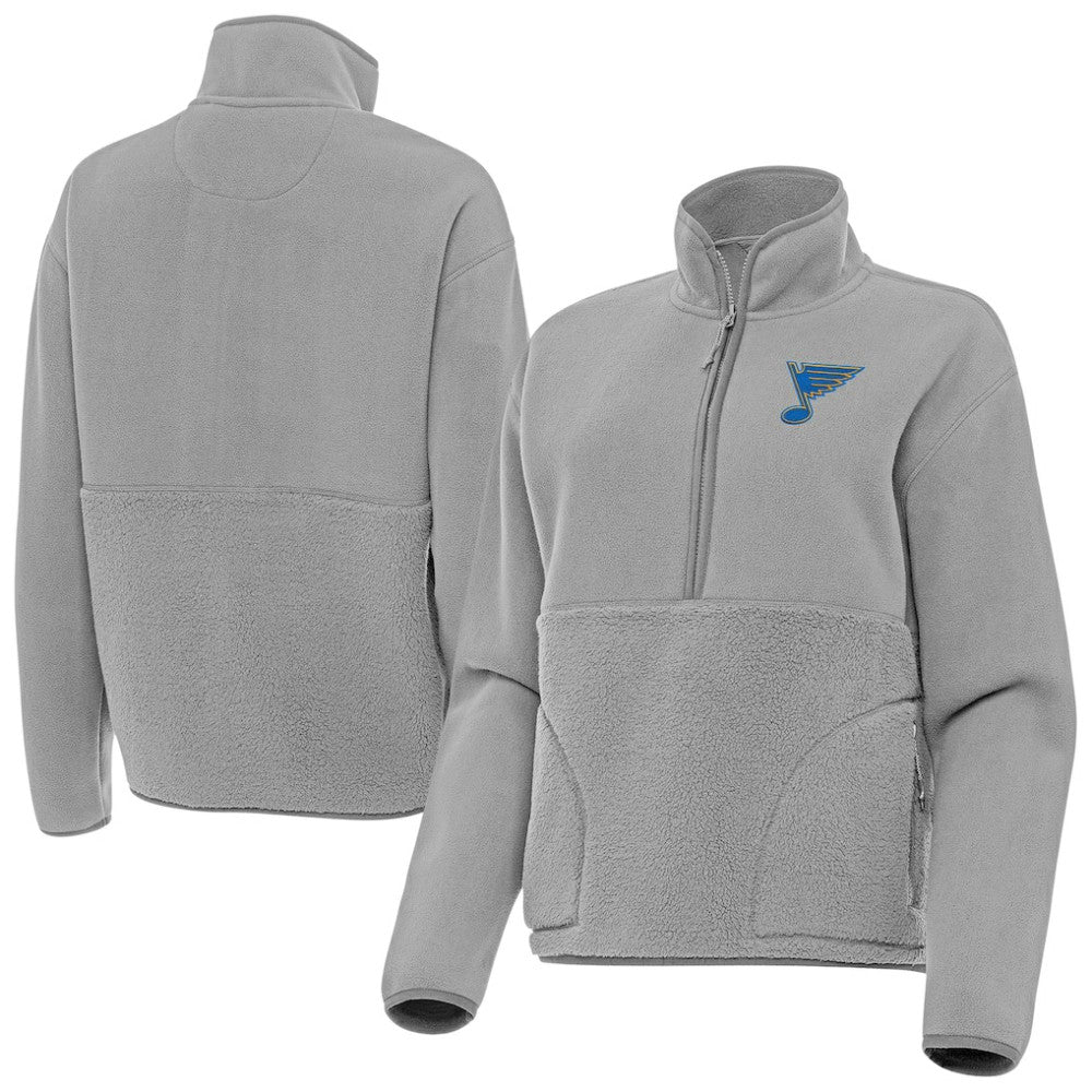 St. Louis Blues - Antigua Women's Figure Half-Zip Pullover Gray