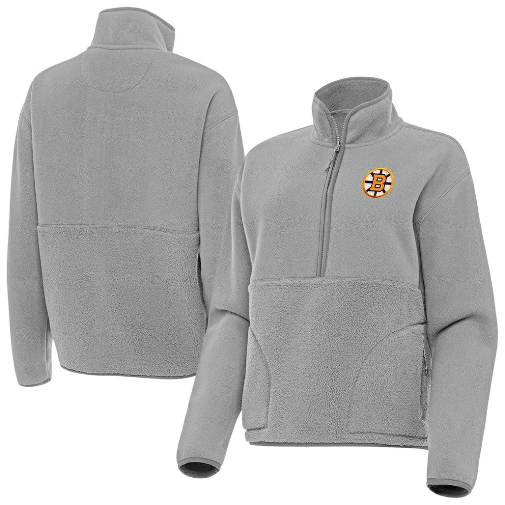 Boston Bruins Antigua Women's Figure Half-Zip Pullover Gray
