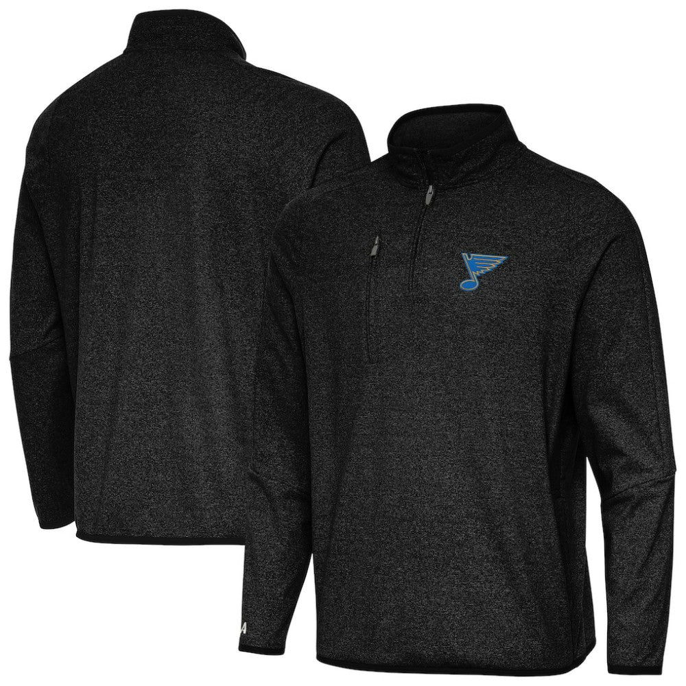 St. Louis Blues - Antigua Certain Tri-Blend Quarter-Zip Top Heather Black