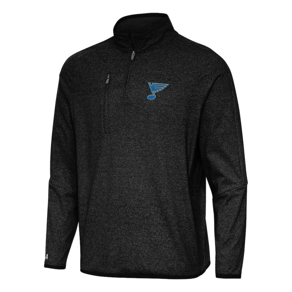 St. Louis Blues - Antigua Certain Tri-Blend Quarter-Zip Top Heather Black
