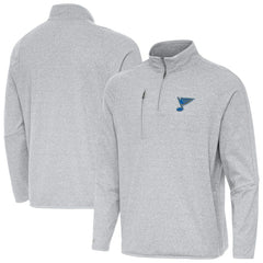 St. Louis Blues - Antigua Certain Tri-Blend Quarter-Zip Top Heather Gray