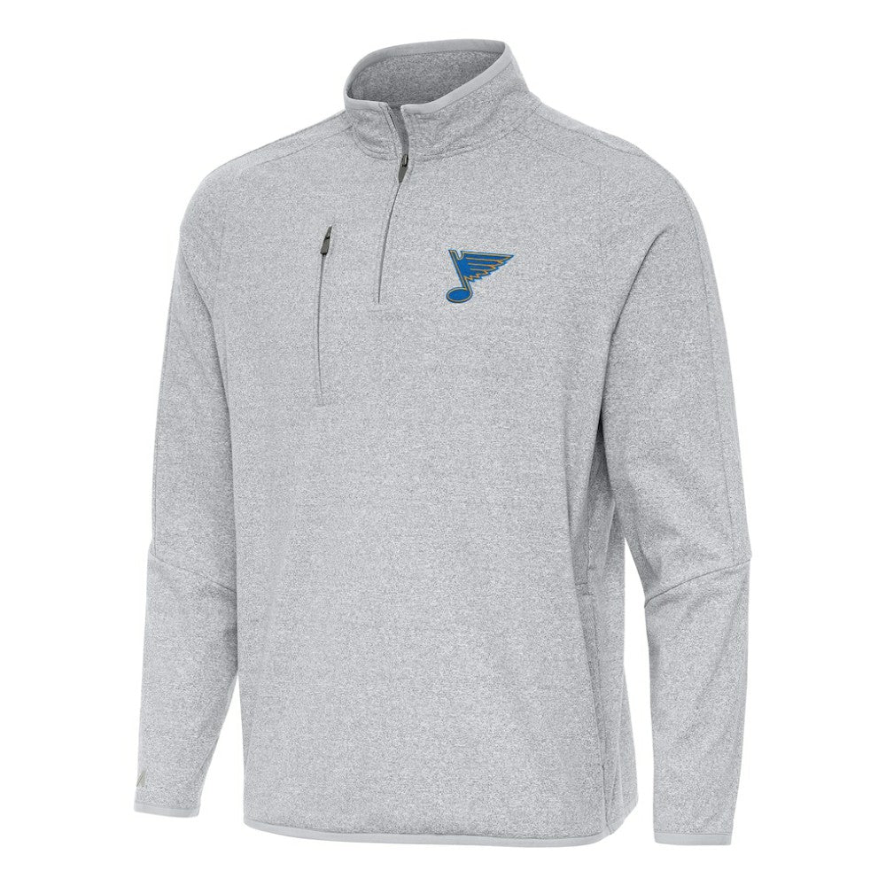 St. Louis Blues - Antigua Certain Tri-Blend Quarter-Zip Top Heather Gray