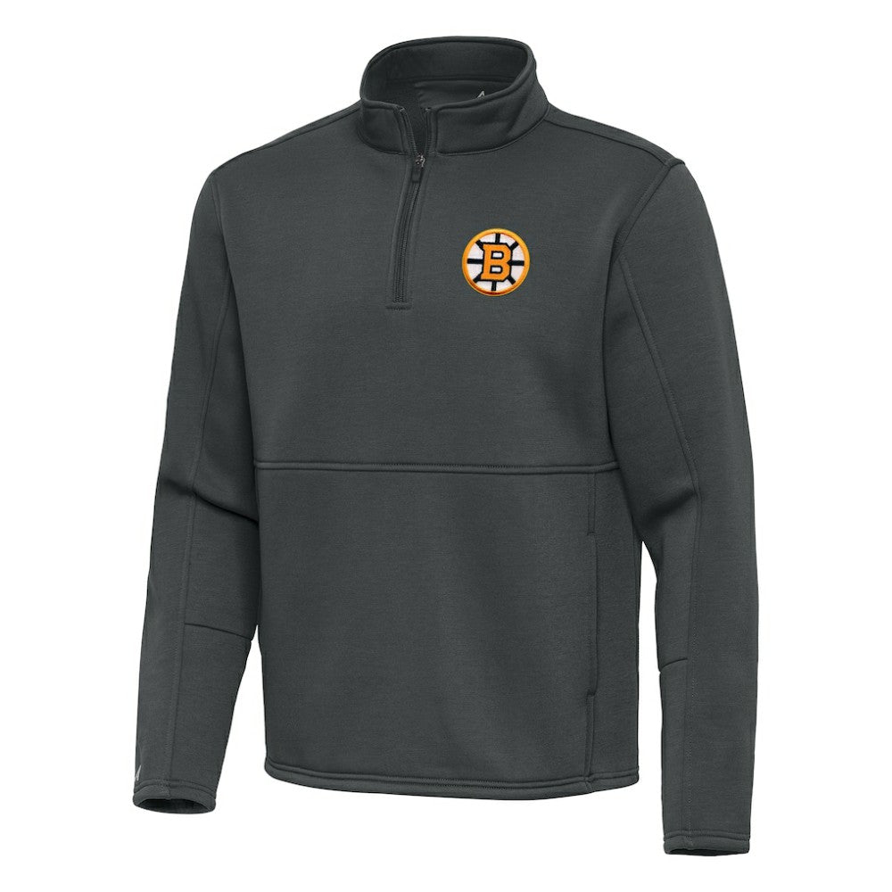 Boston Bruins Antigua Twist Quarter-Zip Pullover Jacket Pewter