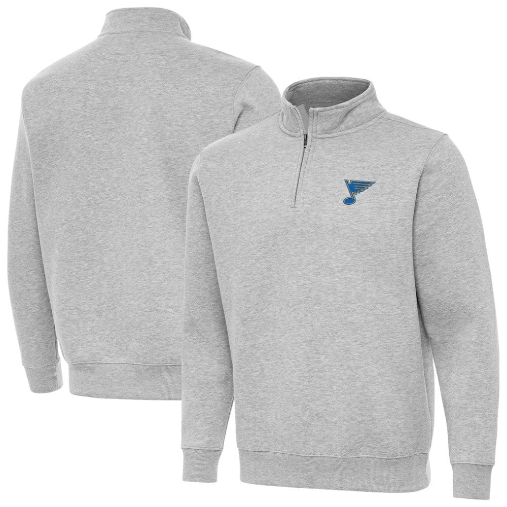 St. Louis Blues - Antigua Victory Quarter-Zip Pullover Top Heather Gray