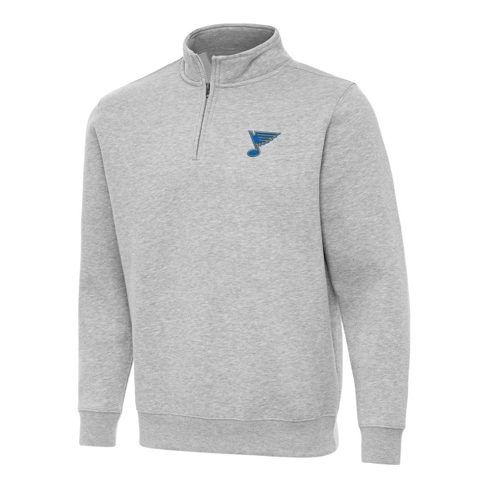 St. Louis Blues - Antigua Victory Quarter-Zip Pullover Top Heather Gray