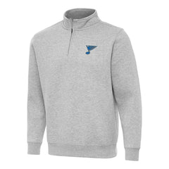 St. Louis Blues - Antigua Victory Quarter-Zip Pullover Top Heather Gray
