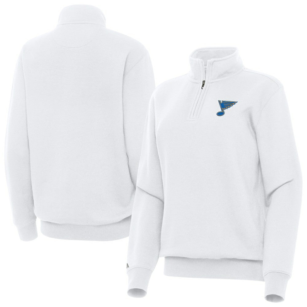 St. Louis Blues - Antigua Women's Victory Quarter-Zip Pullover Top White