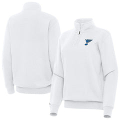 St. Louis Blues - Antigua Women's Victory Quarter-Zip Pullover Top White