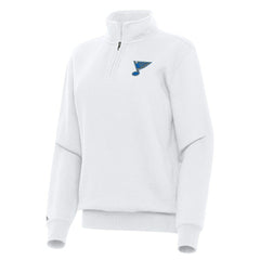 St. Louis Blues - Antigua Women's Victory Quarter-Zip Pullover Top White