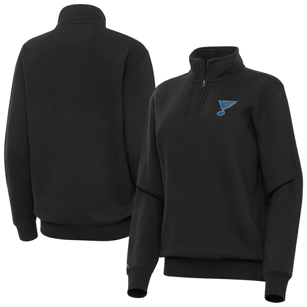 St. Louis Blues - Antigua Women's Victory Quarter-Zip Pullover Top Black