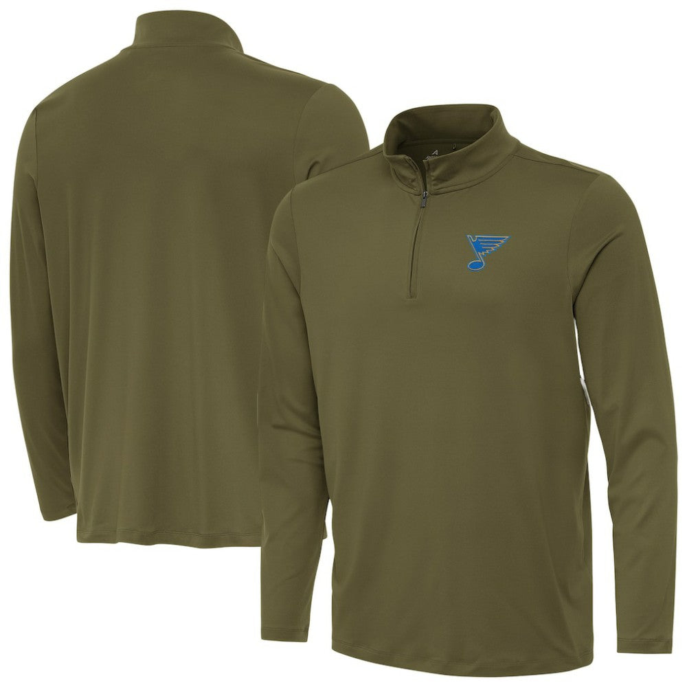 St. Louis Blues - Antigua Reprocess Quarter-Zip Pullover Olive