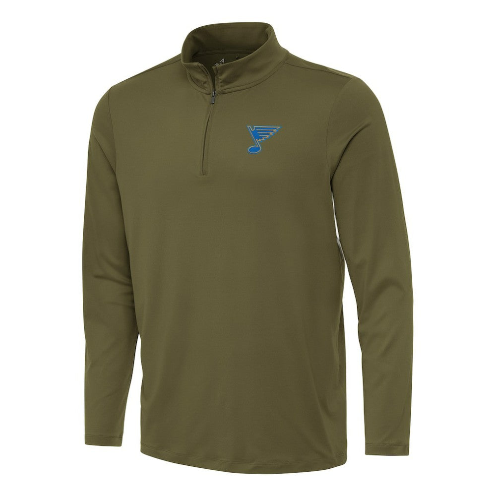 St. Louis Blues - Antigua Reprocess Quarter-Zip Pullover Olive