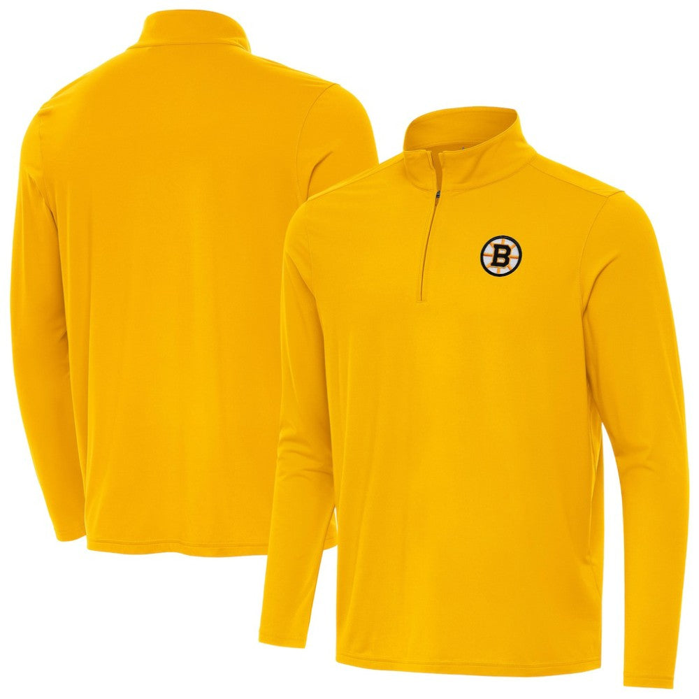 Boston Bruins Antigua Intent Quarter-Zip Top Gold