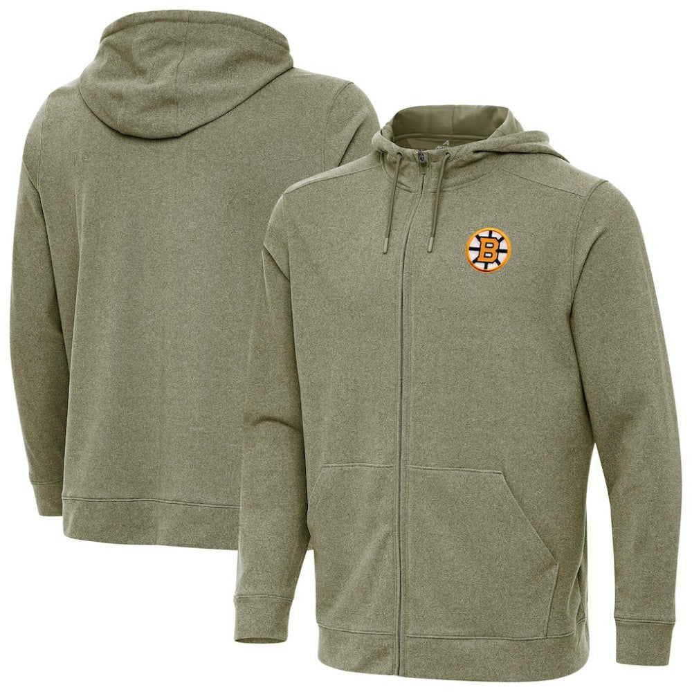 Boston Bruins Antigua Effortless Full-Zip Hoodie Olive