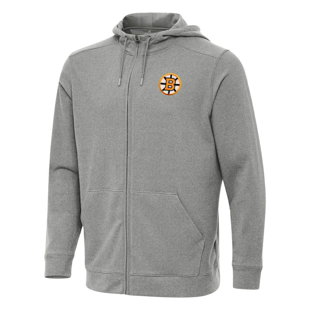 Boston Bruins Antigua Effortless Full-Zip Hoodie Heather Black