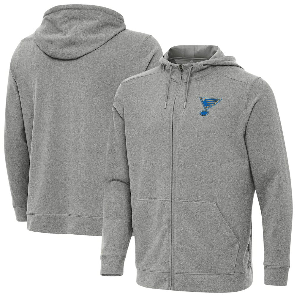 St. Louis Blues - Antigua Effortless Full-Zip Hoodie Heather Black
