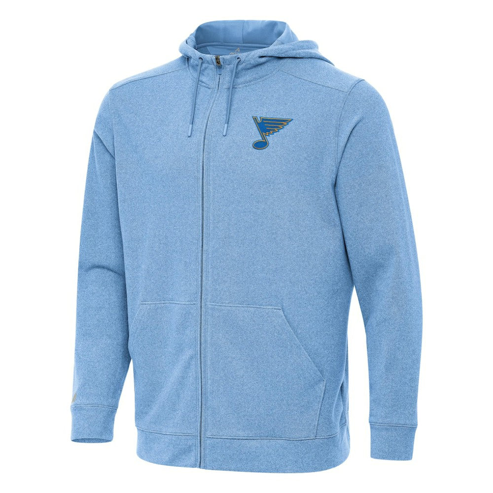St. Louis Blues - Antigua Effortless Full-Zip Hoodie Heather Blue