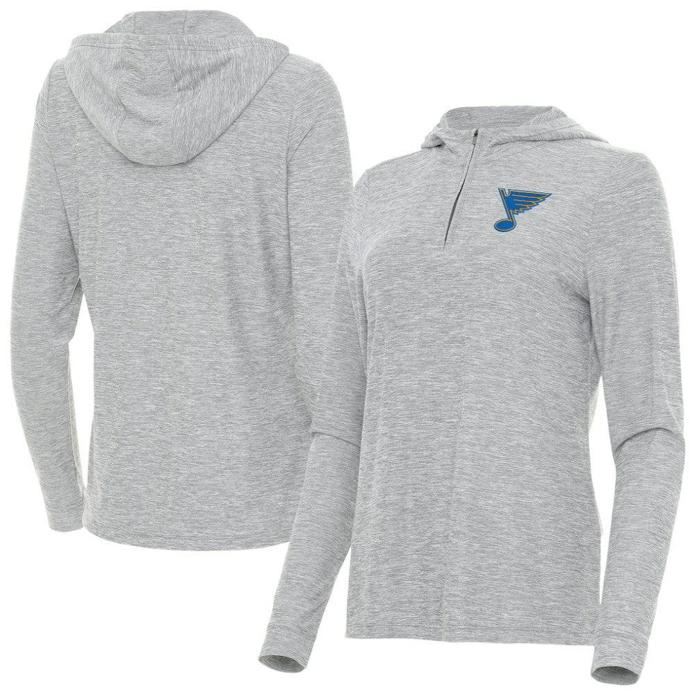 St. Louis Blues - Antigua Women's Daybreak Quarter-Zip Hoodie Heather Gray