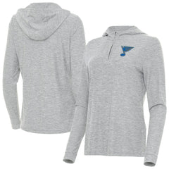St. Louis Blues - Antigua Women's Daybreak Quarter-Zip Hoodie Heather Gray