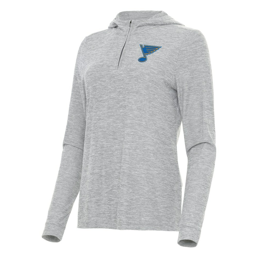 St. Louis Blues - Antigua Women's Daybreak Quarter-Zip Hoodie Heather Gray