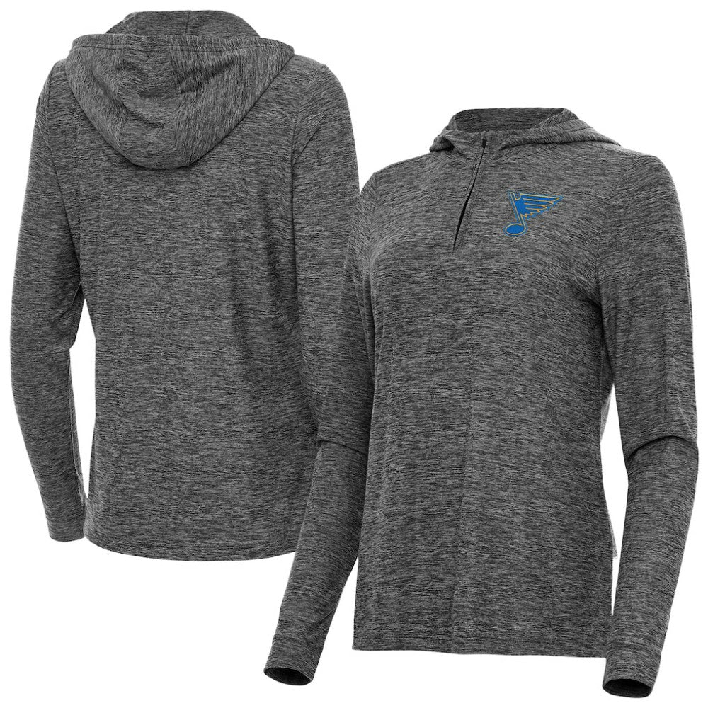 St. Louis Blues - Antigua Women's Daybreak Quarter-Zip Hoodie Heather Black