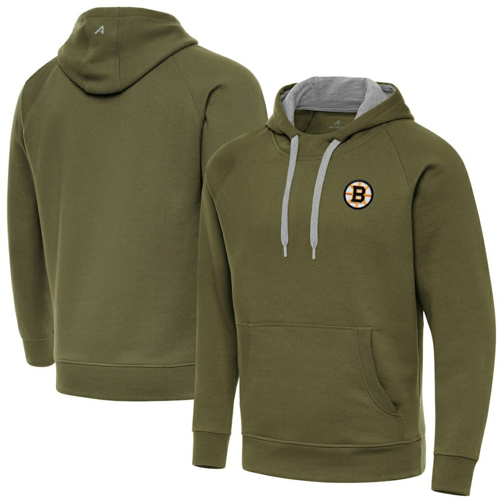 Boston Bruins Antigua Victory Pullover Hoodie Olive
