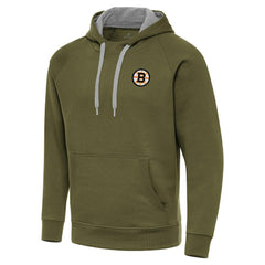 Boston Bruins Antigua Victory Pullover Hoodie Olive