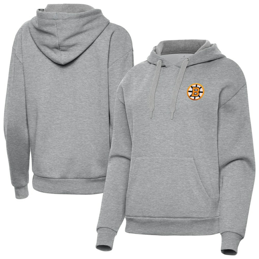 Boston Bruins Antigua Women's Victory Pullover Hoodie Heather Gray