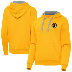 Boston Bruins Antigua Women's Victory Pullover Hoodie Gold