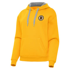 Boston Bruins Antigua Women's Victory Pullover Hoodie Gold
