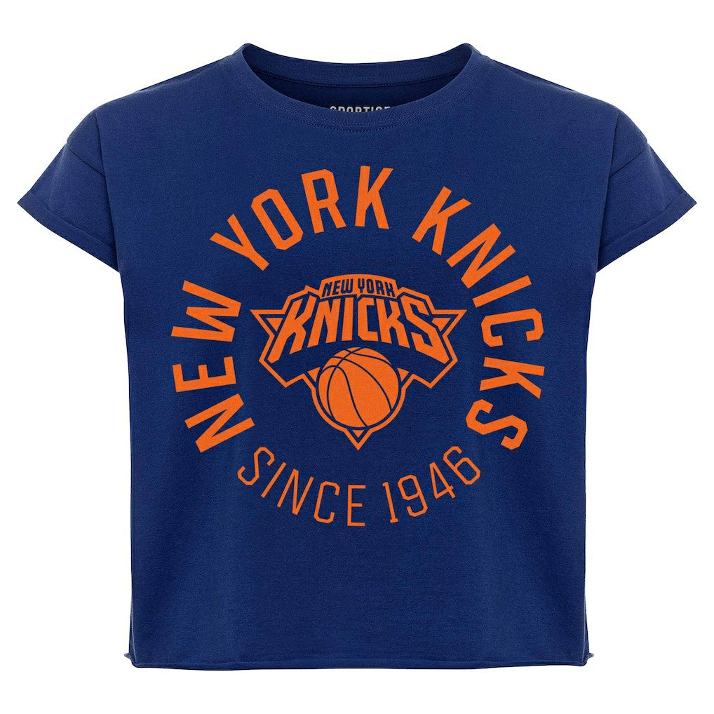 NBA - New York Knicks Sportiqe Women's Cropped Genuine Issue Collection Alana T-Shirt - Navy