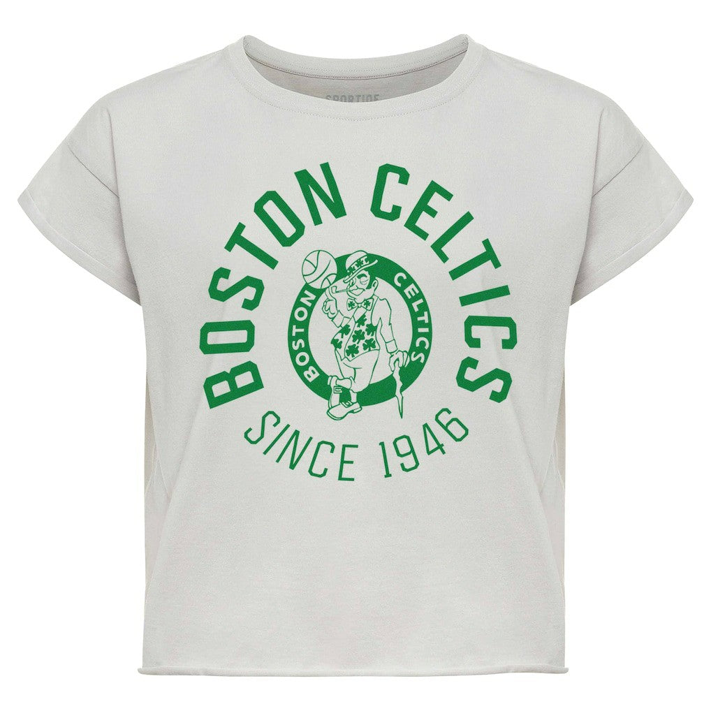 NBA - Boston Celtics Sportiqe Women's Cropped Genuine Issue Collection Alana T-Shirt - Gray