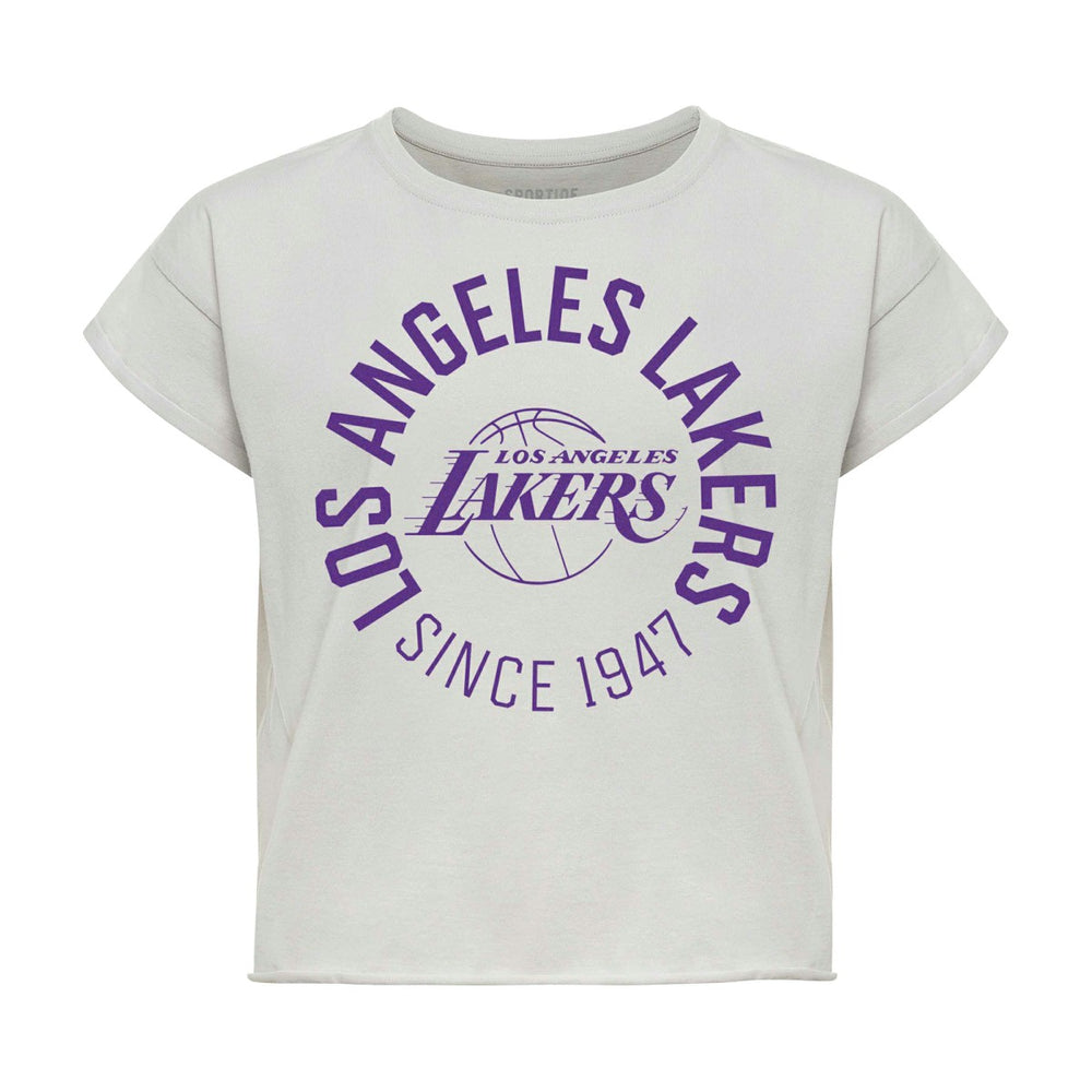 NBA - Los Angeles Lakers Sportiqe Women's Cropped Genuine Issue Collection Alana T-Shirt - Gray