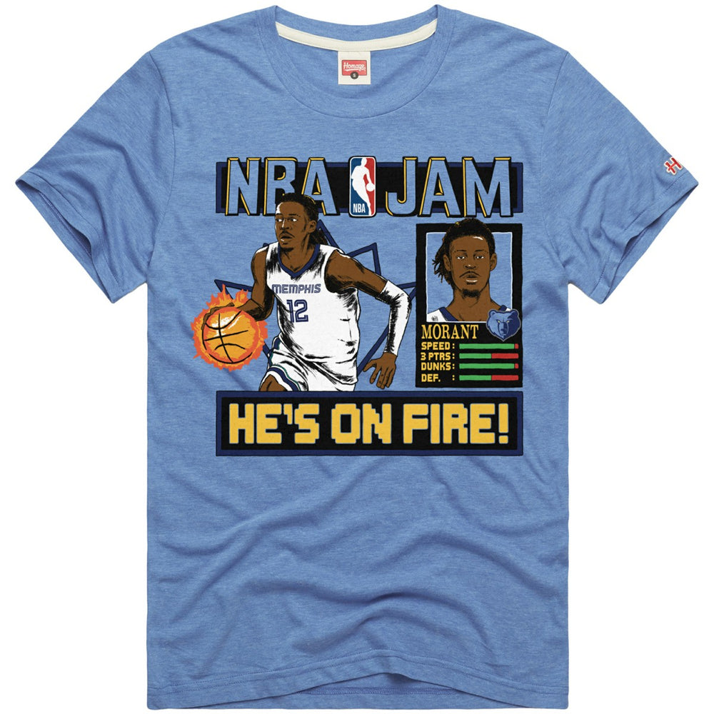 NBA - Ja Morant Memphis Grizzlies Homage Unisex NBA Jam Tri-Blend T-Shirt - Light Blue