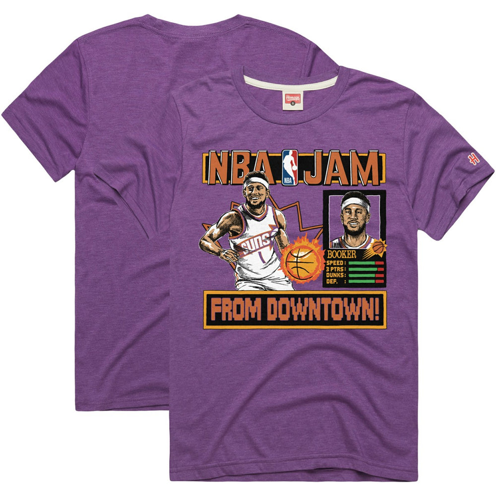NBA - Devin Booker Phoenix Suns Homage Unisex NBA Jam Tri-Blend T-Shirt - Purple