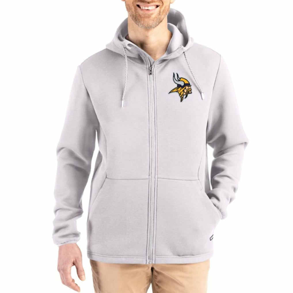 Minnesota Vikings Cutter & Buck Roam Epic Comfort Recycled Full-Zip Hoodie Jacket Gray - NFL