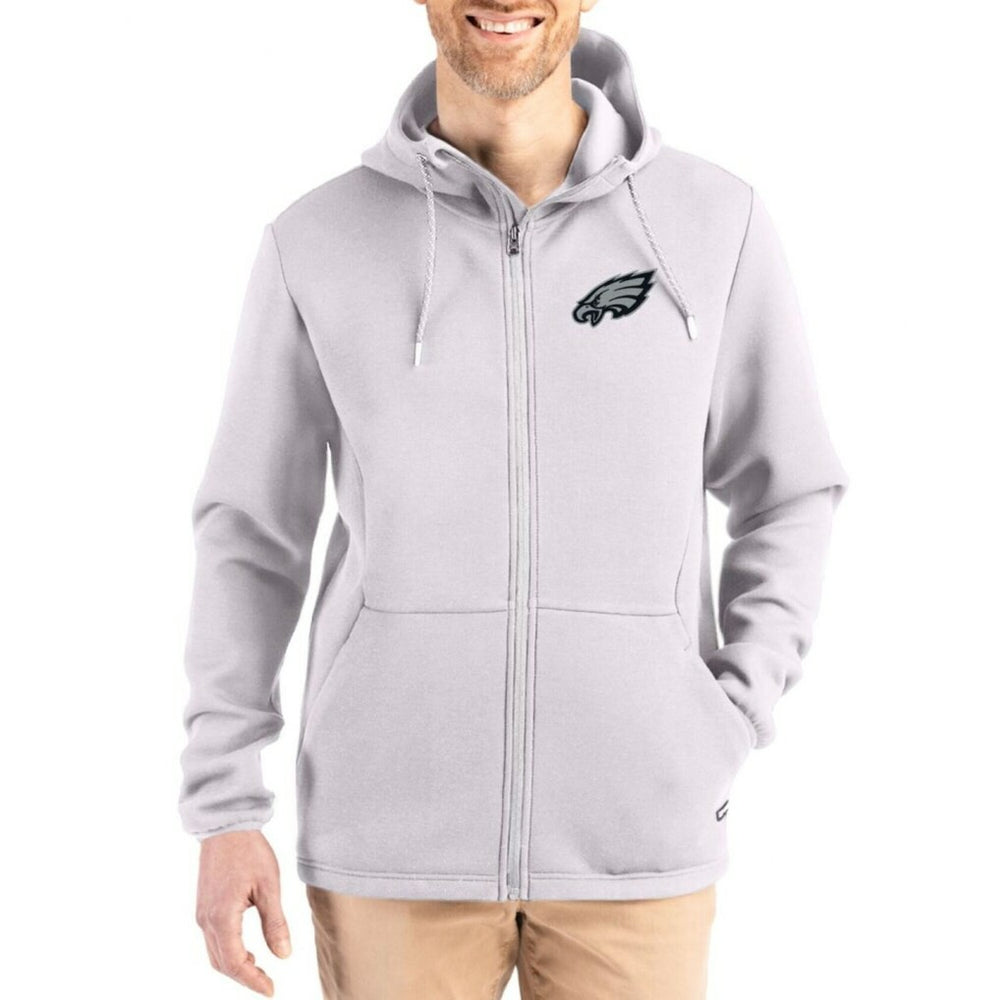 Philadelphia Eagles Cutter & Buck Roam Epic Comfort Recycled Full-Zip Hoodie Jacket Gray - NFL