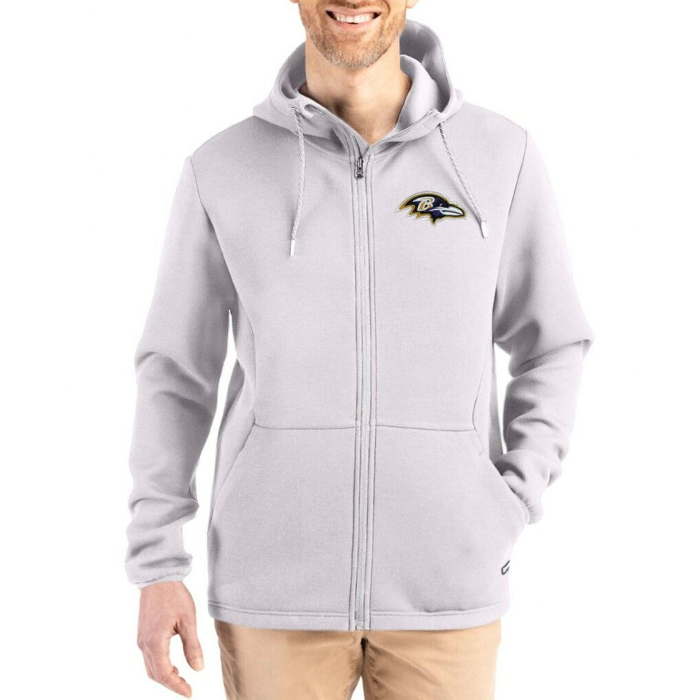 Baltimore Ravens Cutter & Buck Roam Epic Comfort Recycled Full-Zip Hoodie Jacket Gray - NFL