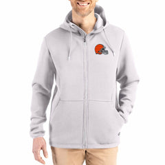 Cleveland Browns Cutter & Buck Roam Epic Comfort Recycled Full-Zip Hoodie Jacket Gray - NFL