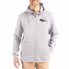 Denver Broncos Cutter & Buck Roam Epic Comfort Recycled Full-Zip Hoodie Jacket Gray - NFL