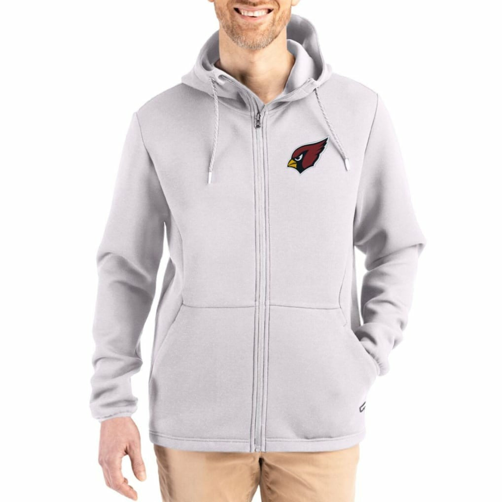 Arizona Cardinals Cutter & Buck Roam Epic Comfort Recycled Full-Zip Hoodie Jacket Gray - NFL