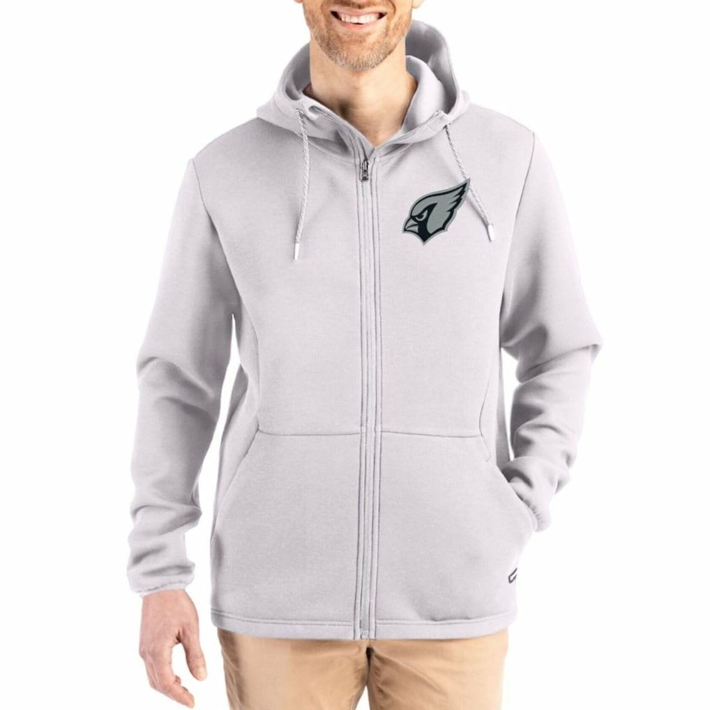 Arizona Cardinals Cutter & Buck Roam Epic Comfort Recycled Full-Zip Hoodie Jacket Gray - NFL