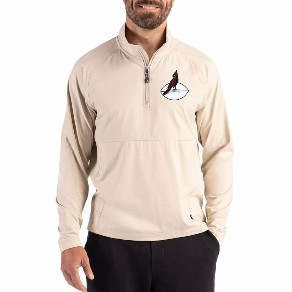 Arizona Cardinals Cutter & Buck Adapt Eco Knit Hybrid Recycled Quarter-Zip Jacket Light Brown - NFL