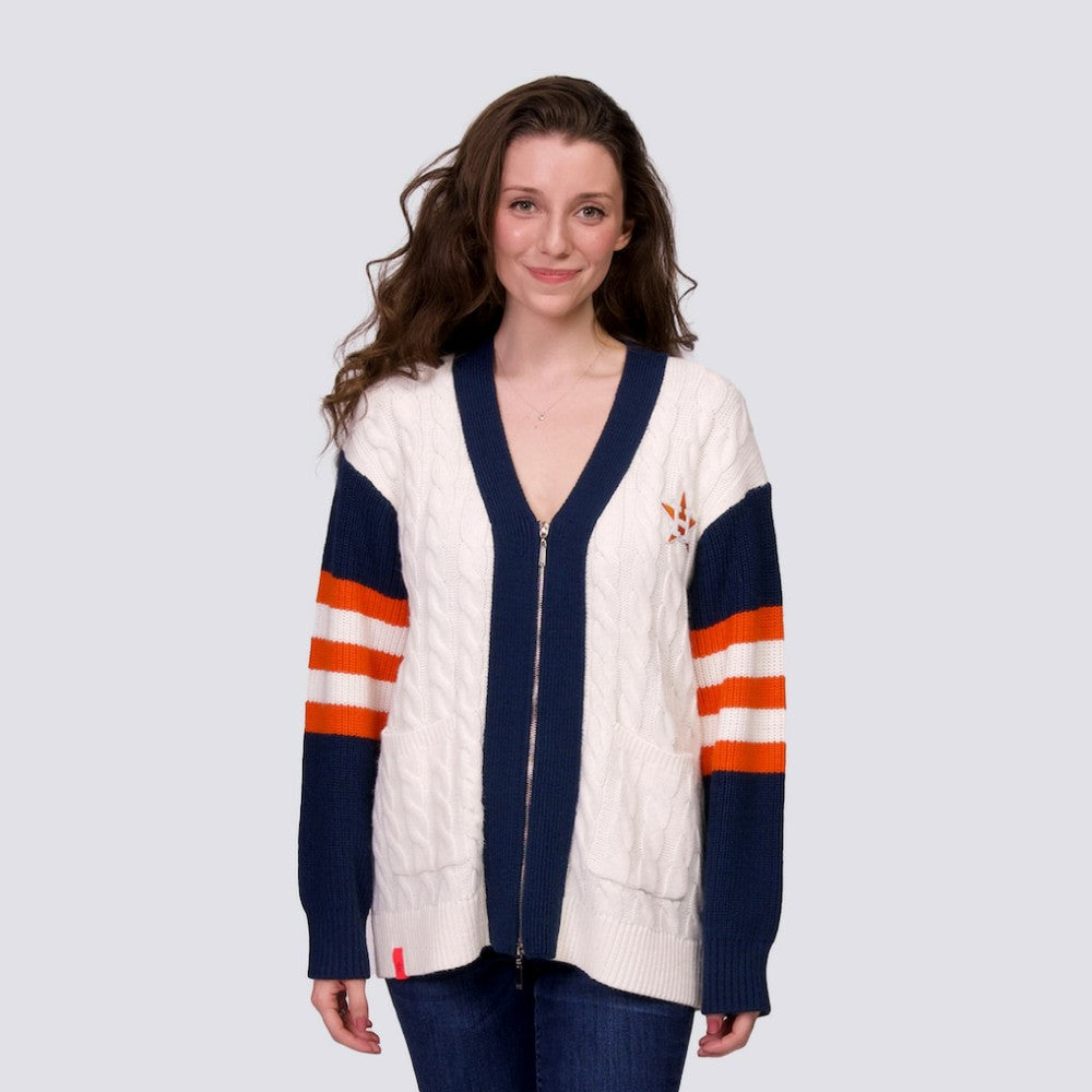 Houston Astros Lusso Women's Shyla Knit V-Neck Full-Zip Sweater Sale