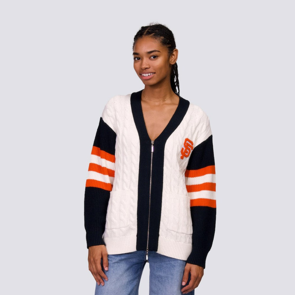 San Francisco Giants Lusso Women's Shyla Knit V-Neck Full-Zip Sweater for sale