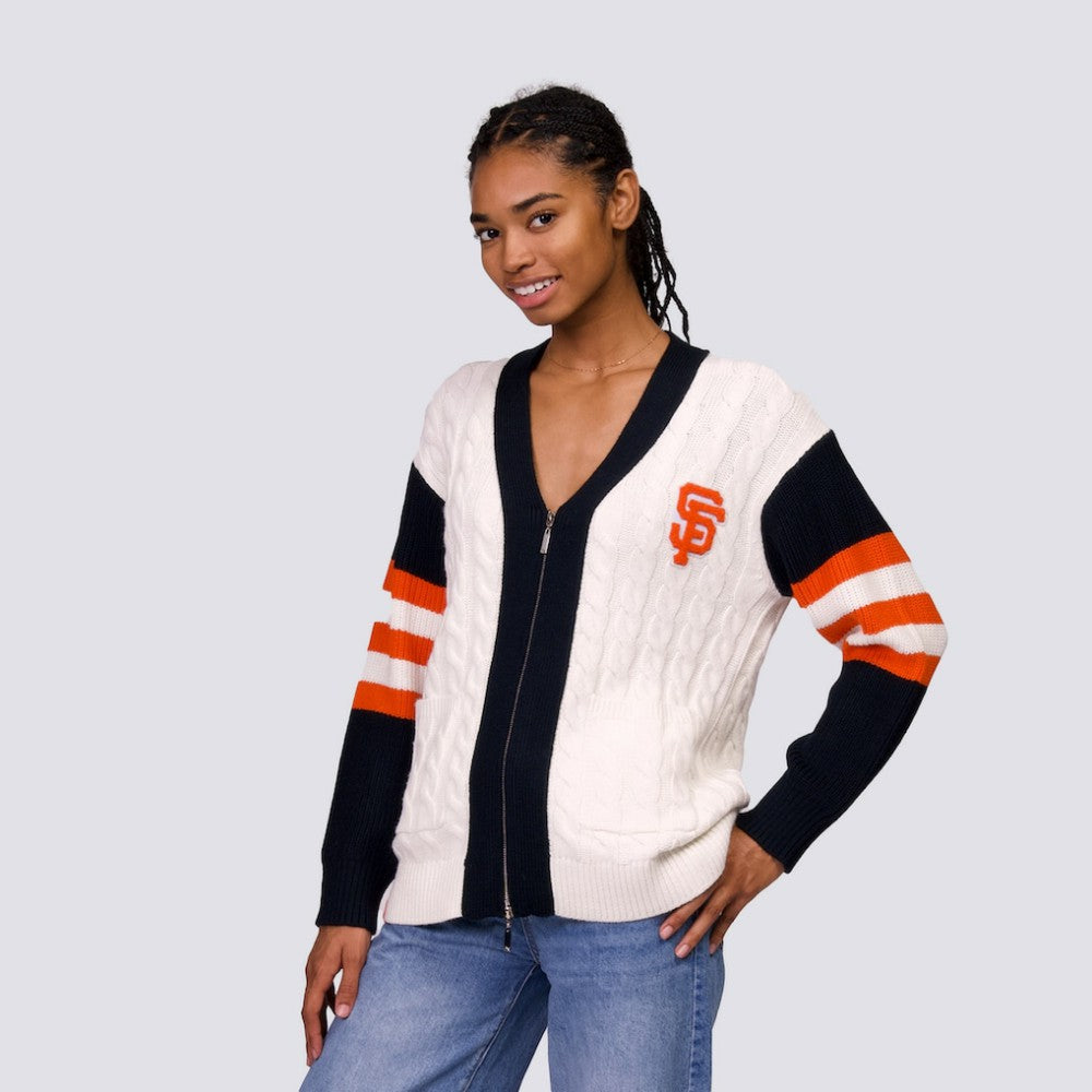 San Francisco Giants Lusso Women's Shyla Knit V-Neck Full-Zip Sweater for sale