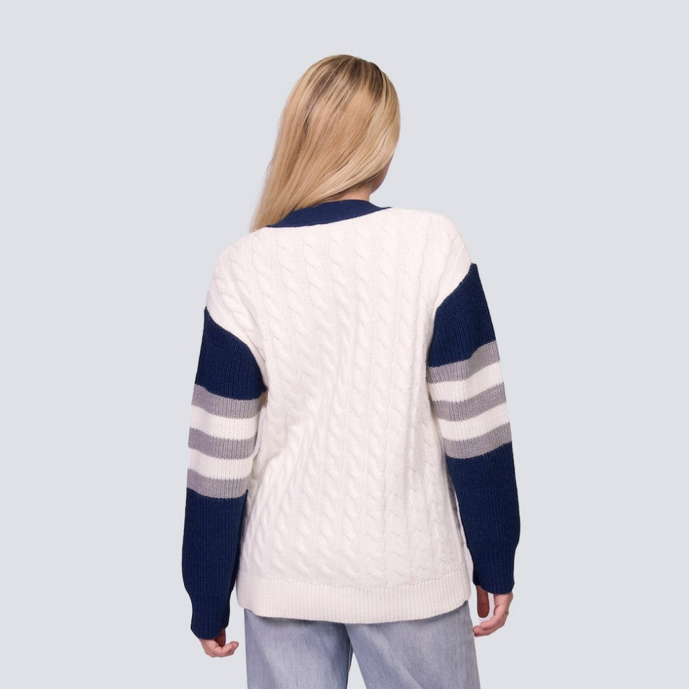 New York Yankees Lusso Women's Shyla Knit V-Neck Full-Zip Sweater discount