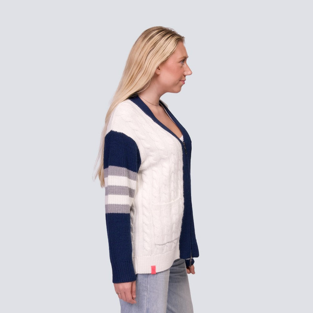 New York Yankees Lusso Women's Shyla Knit V-Neck Full-Zip Sweater discount